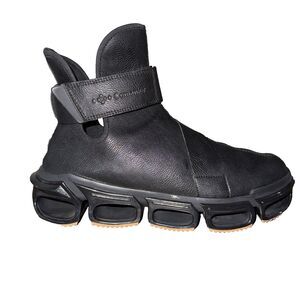 Comanier Cloud Sole High Top Sneakers Black Leather Strap Tech Chunky US 11.5